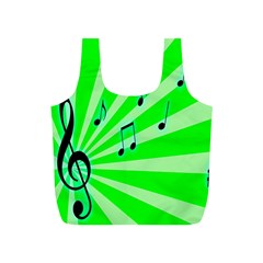 Music Notes Light Line Green Full Print Recycle Bags (s)  by Mariart