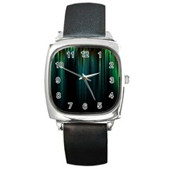 Lines Light Shadow Vertical Aurora Square Metal Watch by Mariart