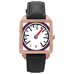 Maker Measurer Hours Time Speedometer Rose Gold Leather Watch 