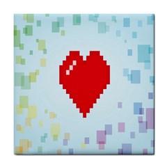 Red Heart Love Plaid Red Blue Tile Coasters