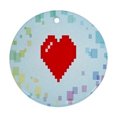 Red Heart Love Plaid Red Blue Ornament (round)