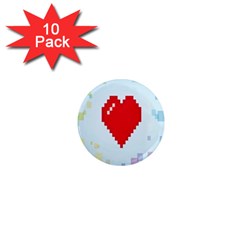 Red Heart Love Plaid Red Blue 1  Mini Magnet (10 Pack) 