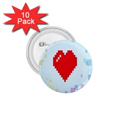 Red Heart Love Plaid Red Blue 1 75  Buttons (10 Pack) by Mariart