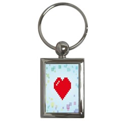 Red Heart Love Plaid Red Blue Key Chains (rectangle) 