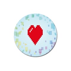 Red Heart Love Plaid Red Blue Magnet 3  (round)
