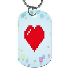 Red Heart Love Plaid Red Blue Dog Tag (two Sides)