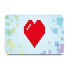 Red Heart Love Plaid Red Blue Plate Mats by Mariart