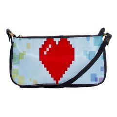 Red Heart Love Plaid Red Blue Shoulder Clutch Bags by Mariart