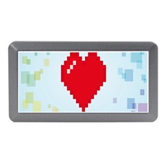 Red Heart Love Plaid Red Blue Memory Card Reader (mini) by Mariart