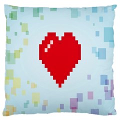 Red Heart Love Plaid Red Blue Large Cushion Case (one Side)