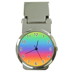 Plaid Rainbow Retina Green Purple Red Yellow Money Clip Watches