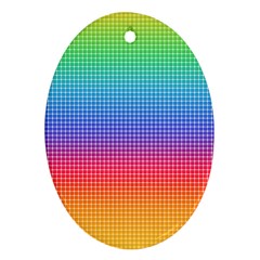 Plaid Rainbow Retina Green Purple Red Yellow Oval Ornament (two Sides) by Mariart