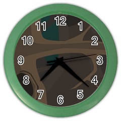 Tree Jungle Brown Green Color Wall Clocks by Mariart