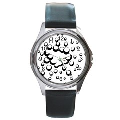 Splash Bubble Black White Polka Circle Round Metal Watch