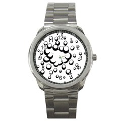 Splash Bubble Black White Polka Circle Sport Metal Watch