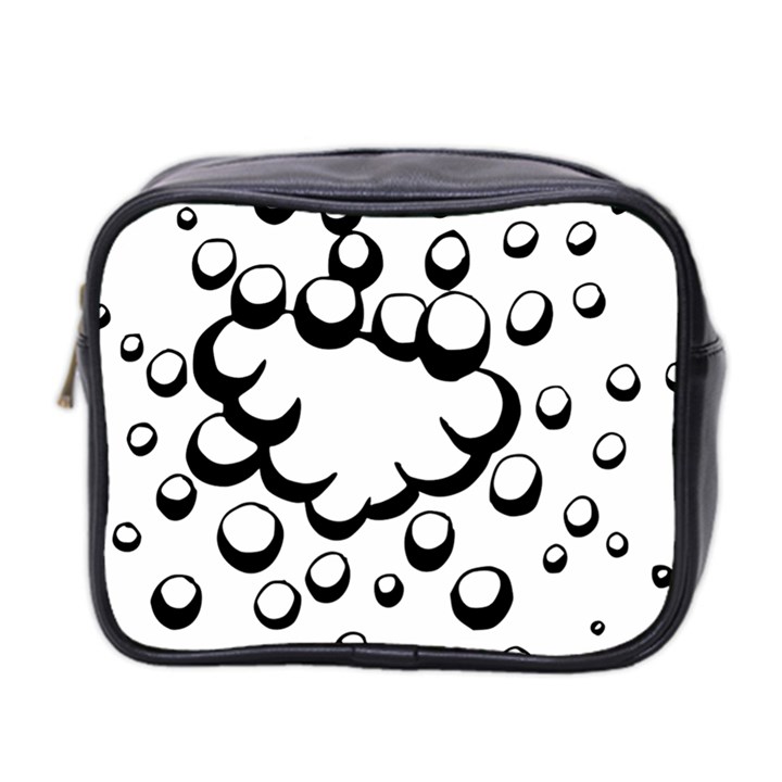 Splash Bubble Black White Polka Circle Mini Toiletries Bag 2-Side