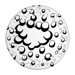 Splash Bubble Black White Polka Circle Ornament (round Filigree)