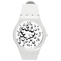 Splash Bubble Black White Polka Circle Round Plastic Sport Watch (m)