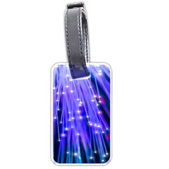 Neon Light Line Vertical Blue Luggage Tags (two Sides)