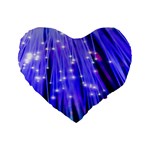 Neon Light Line Vertical Blue Standard 16  Premium Flano Heart Shape Cushions Front
