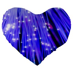 Neon Light Line Vertical Blue Large 19  Premium Flano Heart Shape Cushions