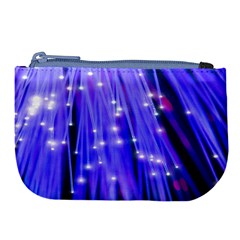 Neon Light Line Vertical Blue Large Coin Purse by Mariart