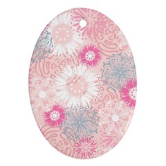 Scrapbook Paper Iridoby Flower Floral Sunflower Rose Oval Ornament (two Sides) by Mariart