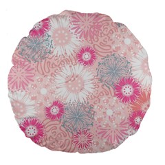 Scrapbook Paper Iridoby Flower Floral Sunflower Rose Large 18  Premium Flano Round Cushions