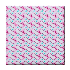 Squiggle Red Blue Milk Glass Waves Chevron Wave Pink Tile Coasters