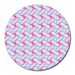 Squiggle Red Blue Milk Glass Waves Chevron Wave Pink Round Mousepads by Mariart