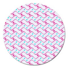 Squiggle Red Blue Milk Glass Waves Chevron Wave Pink Magnet 5  (round) by Mariart