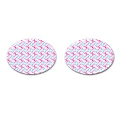 Squiggle Red Blue Milk Glass Waves Chevron Wave Pink Cufflinks (oval) by Mariart