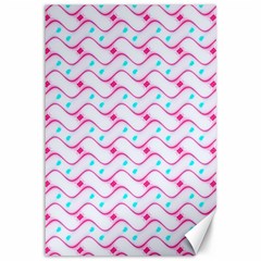 Squiggle Red Blue Milk Glass Waves Chevron Wave Pink Canvas 12  X 18   by Mariart