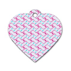 Squiggle Red Blue Milk Glass Waves Chevron Wave Pink Dog Tag Heart (two Sides) by Mariart