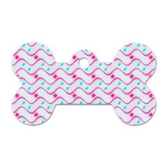 Squiggle Red Blue Milk Glass Waves Chevron Wave Pink Dog Tag Bone (two Sides)