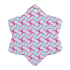 Squiggle Red Blue Milk Glass Waves Chevron Wave Pink Ornament (snowflake)