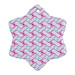 Squiggle Red Blue Milk Glass Waves Chevron Wave Pink Ornament (Snowflake) Front