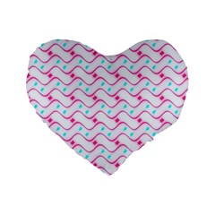 Squiggle Red Blue Milk Glass Waves Chevron Wave Pink Standard 16  Premium Heart Shape Cushions