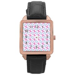 Squiggle Red Blue Milk Glass Waves Chevron Wave Pink Rose Gold Leather Watch  by Mariart