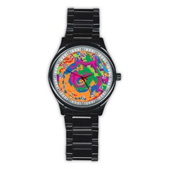 Abstract Art Stainless Steel Round Watch by ValentinaDesign