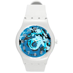 Abstract Art Round Plastic Sport Watch (m) by ValentinaDesign