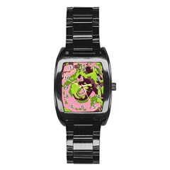 Abstract Art Stainless Steel Barrel Watch