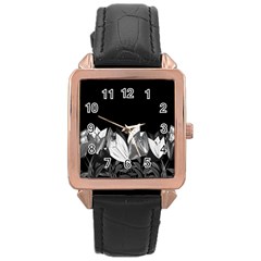 Tulips Rose Gold Leather Watch 