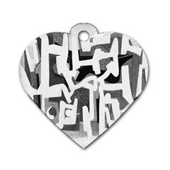 Abstract Art Dog Tag Heart (two Sides) by ValentinaDesign