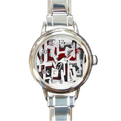 Abstract Art Round Italian Charm Watch by ValentinaDesign