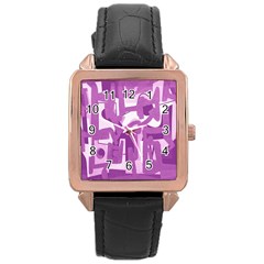 Abstract Art Rose Gold Leather Watch  by ValentinaDesign