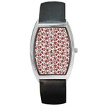 Roses pattern Barrel Style Metal Watch Front