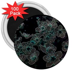 Glowing Flowers In The Dark C 3  Magnets (100 pack)