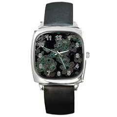 Glowing Flowers In The Dark C Square Metal Watch