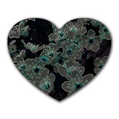 Glowing Flowers In The Dark C Heart Mousepads